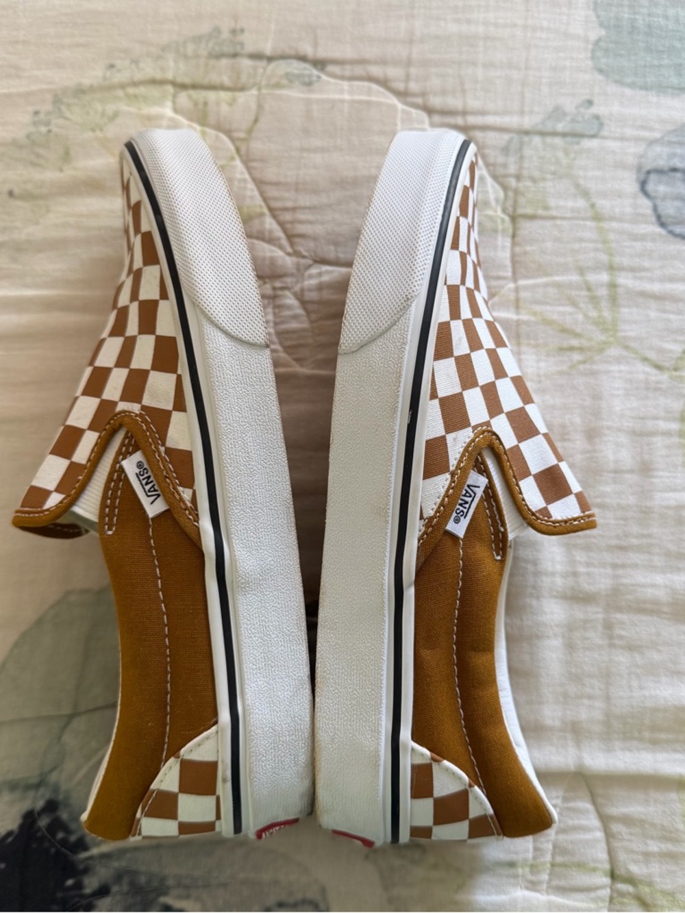 Camel Brown & White Checkered Vans - Picture 4 of 6